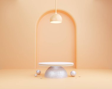 Ürün sunumu için Mockup Podium Ekranı, Minimal Çağdaş Tasarım Işık Mor Pastel Arkaplan. 3d oluşturma