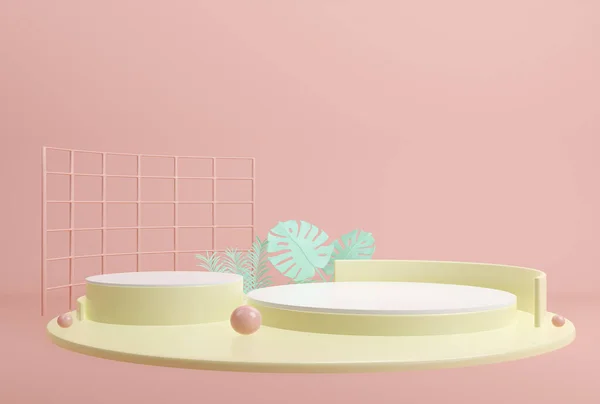 Absztrakt Geometrikus Forma Rózsaszín Pasztell Szín Jelenet Minimális Kozmetikai Termék — Stock Fotó