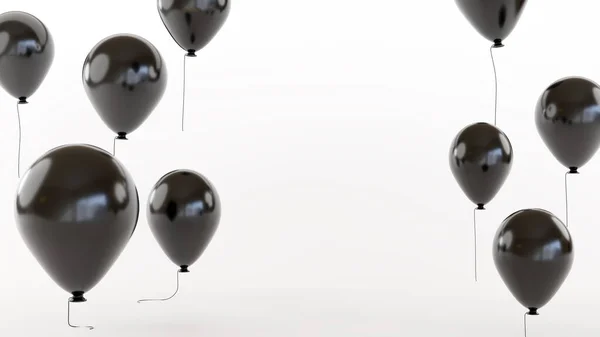Czarne Balony Pływają Białym Tle Elementy Graficzne Czarny Piątek Koncepcja — Zdjęcie stockowe