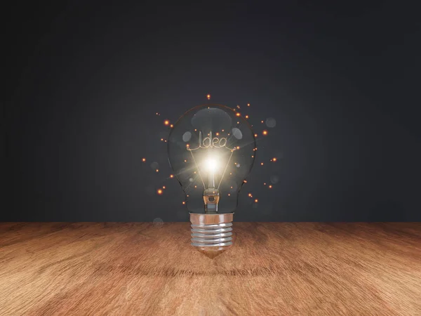 Креативные Идеи Которые Иллюстрируются Инновациями Знаниями Концепцией Энергосбережения Лампочкой Столешнице — стоковое фото