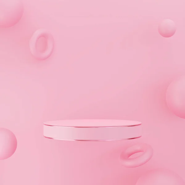 Rózsaszín Termék Dobogó Absztrakt Geometrikus Labda Minimalista Mockup Színpadi Kijelző — Stock Fotó
