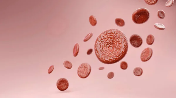 stem cell or Blood cells on a light pink background with Circulation concept of skin cells, 3d rendering