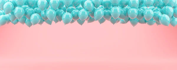 Balões Azuis Abstratos Flutuando Fundo Pastel Rosa Ideia Mínima Conceito — Fotografia de Stock