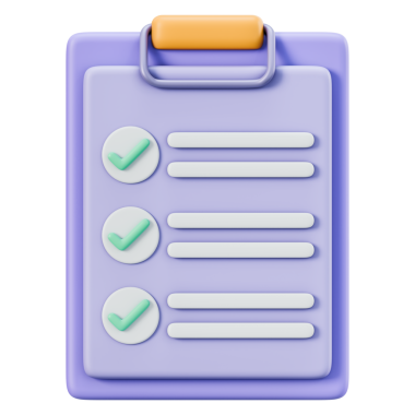 Denetim, uyum ve kalite kontrolünü temsil eden pano kontrol listesi. Teftiş, doğrulama, belge ve raporlama için ideal. Şeffaf arkaplan, 3d illüstrasyon.