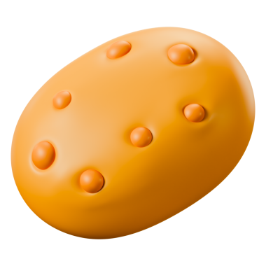 Doğal kahverengi tonda organik patates sebzesi sağlıklı beslenme ve çiftçilik kavramını sembolize ediyor. Bakkal, tarım ve sağlıklı gıda görselleri için harika. Şeffaf arkaplan, 3d illüstrasyon.