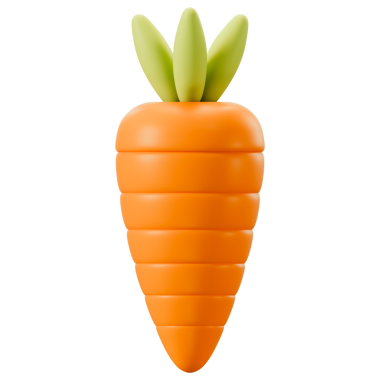 Havuç, organik besin, sağlıklı beslenme ve vitamin zengini besin değeri yüksek tarım ve taze üretim tarım tasarımı kavramını temsil ediyor. Şeffaf arkaplan, 3d illüstrasyon.