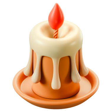 Bayram kutlaması, parti dekorasyonu ve kış etkinliği için sevimli bir erime mumu 3D ikonu. Estetik ışıklandırma ve özel tasarım için ideal. Şeffaf arkaplan, 3d illüstrasyon.