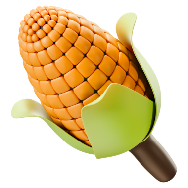 Parlak organik dokuya sahip sarı mısır sebzesi sağlıklı besin ve besinleri temsil ediyor. Tarım, market ve sürdürülebilir tarım görselleri için mükemmel. Şeffaf arkaplan, 3d illüstrasyon.
