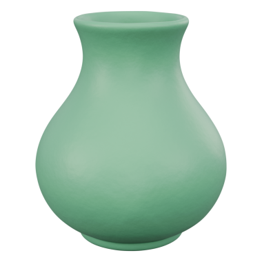 Yeşil mat kil vazo 3D element. İskandinav ev dekorasyonu ve İskandinav iç tasarımı için seramik çömlek. Çiçekçi dükkanı ve estetik masa üstü dekorasyonu için minimalist izole edilmiş bir model..