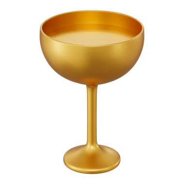Altın Kadeh 3 boyutlu illüstrasyon. Matte metalik altın kadehi ya da lüks kutlamalar için içeceklerle dolu kupa, antik Kutsal Kase ve zafer ödülü. İzole edilmiş 3D ortaçağ iksir ikonu.