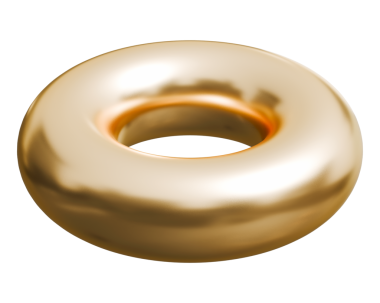 Altın yüzük lüks ui elementi ve parlak metalik dairesel torus, 3d illüstrasyon
