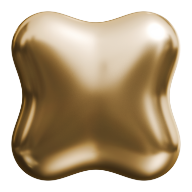 Altın haç soyut şekil ve parlak metalik şişirilmiş artı sembol, 3d illüstrasyon