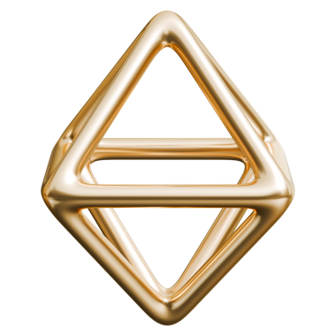 Altın elmas şekilli sekizgen kablo ve parlak metalik zarif geometri, 3 boyutlu çizim