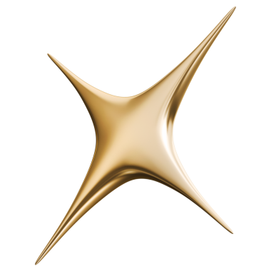 Parlak metalik keskin kenarları olan altın parıldayan yıldız soyut sembolü, 3 boyutlu illüstrasyon