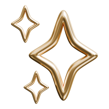 Altın parıldayan yıldız kümesi soyut boş şekil ve parlak metalik ana hatları parıldayan grup, 3D illüstrasyon