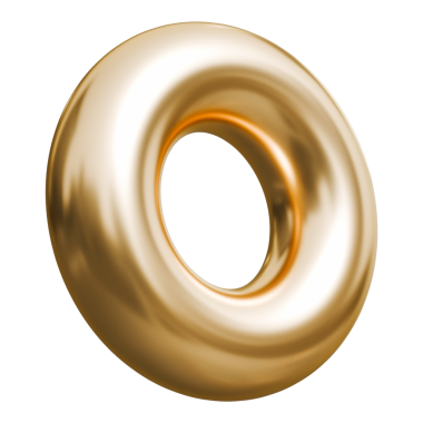 Altın torus sonsuz döngü soyut şekil ve parlak metalik daire, 3d illüstrasyon