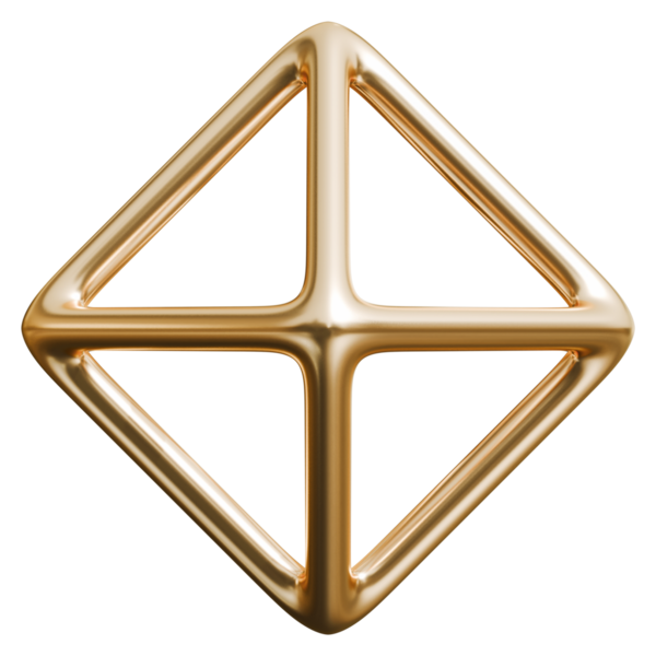 Altın elmaslı kablo çapraz soyut şekil ve parlak metalik oyuk çerçeve, 3 boyutlu illüstrasyon