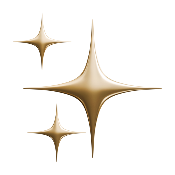 Altın gibi parlak yıldız kümesi ve parlak metalik zarif parıldayan grup, 3D illüstrasyon