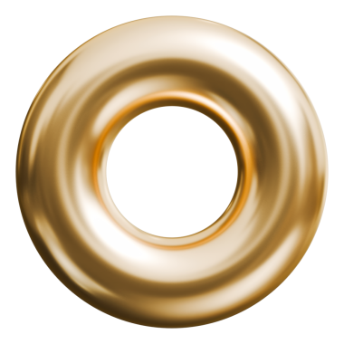 Altın torus soyut şekil ve parlak metalik halka, 3d illüstrasyon