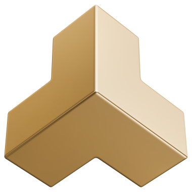 Altın I şeklindeki bloklar soyut şekil ve parlak metalik grafik nesne sanatı, 3D illüstrasyon