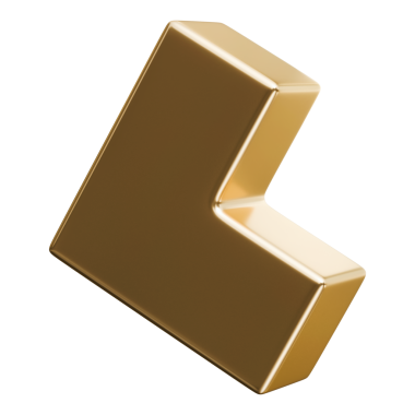 Altın merdiven soyut şekil ve parlak metalik başarı yapı bloğu, 3D illüstrasyon