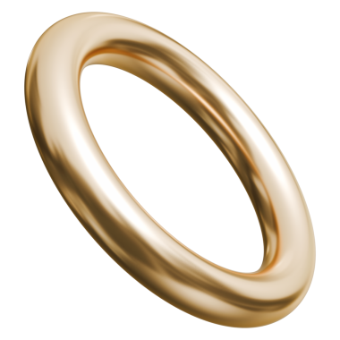 Altın torus halka perspektifi soyut şekil ve parlak metalik geometrik grafik sanat objesi, 3d illüstrasyon