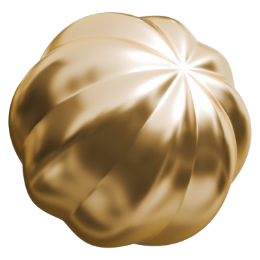 Altın renkli top süslemeli ve altın renkli metalik tırtıklı dekoratif yapı, 3 boyutlu illüstrasyon.