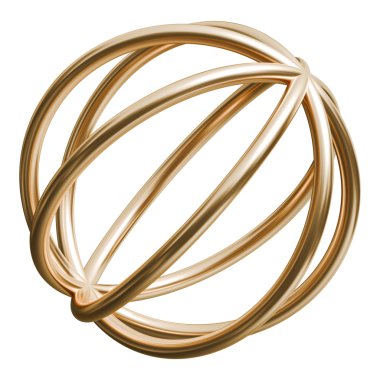 Altın çizgili kablo küresi soyut şekil ve altın renkli metalik boylam dünya grafik nesnesi, 3d illüstrasyon