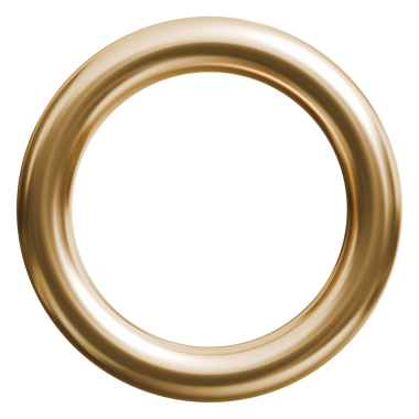 Altın torus halkası soyut şekil ve parlak metalik geometrik grafik sanat objesi, 3 boyutlu illüstrasyon
