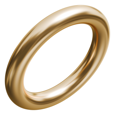 Altın eğimli torus halkası soyut şekil ve parlak metalik geometrik grafik nesne, 3d illüstrasyon