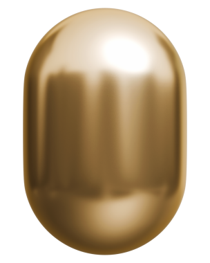 Altın kapsül soyut şekil ve altın parlak metalik yuvarlak silindir hap yapısı, 3D illüstrasyon