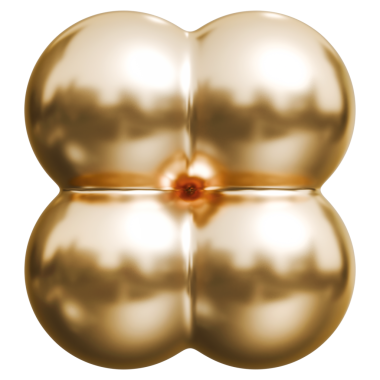 Altın kabarık dört katlı folyo, soyut şekil ve altından parlak metalik baloncuk yapısı, 3 boyutlu illüstrasyon.