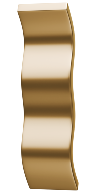 Altın dalgalı kurdele dikey düzlem soyut şekil ve altın parlak metalik dalga yapısı, 3D illüstrasyon