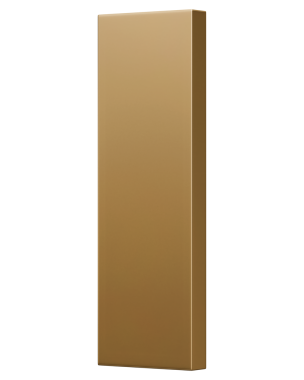 Altın dikey dikdörtgen perspektif şekil ve altın pürüzsüz metalik uzun levha yapısı, 3d illüstrasyon