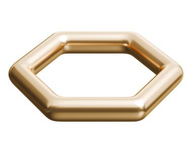 Altıgen çerçeve altın geometrik metalik kenar ve altın parıltılı lüks 3D altıgen yapı, 3D illüstrasyon