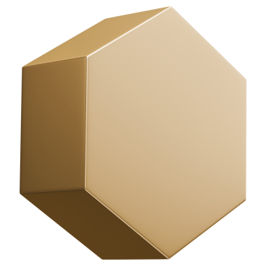 Ürün gösterimi için altıgen altın podyum ve altın metalik kaide platformu, 3d illüstrasyon