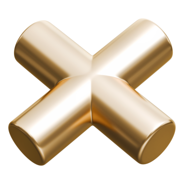 Artı çapraz altın sembol ve altın renkli metalik x pozitif işaret yapısı, 3d illüstrasyon