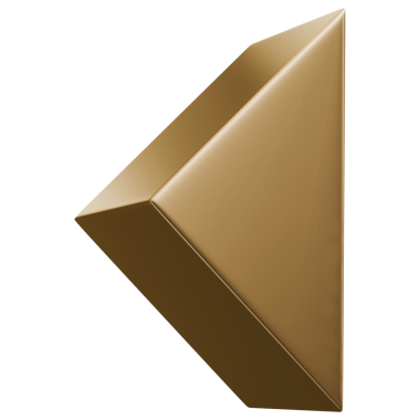 Bakış açısına göre üçgen altın kama ve 3d illüstrasyon ve 3d geometrik eğimli altın parlaklığa sahiptir.