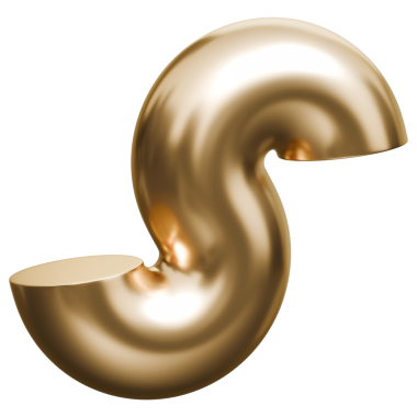 S şekli altın akış eğrisi ve altın metalik 3 boyutlu spiral yapı, 3 boyutlu illüstrasyon