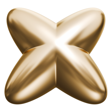 Yıldız kıvılcımlı altın sembol ve altın kabarık metalik haç işareti perspektif görünümlü, 3D illüstrasyon