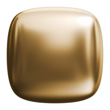 Yuvarlak kare altın kabarık küp ve altın metalik parlak 3 boyutlu yumuşak blok, 3 boyutlu illüstrasyon