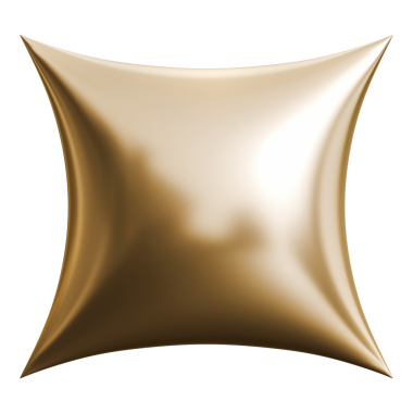 Yıldız altın kabarık parıltı ve altın metalik parıltılı 3d minder şekli, 3D illüstrasyon