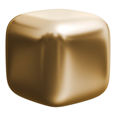 Altın yumuşak blok ve altın kabarık küp metalik parlak 3D yuvarlak yastık, 3D illüstrasyon