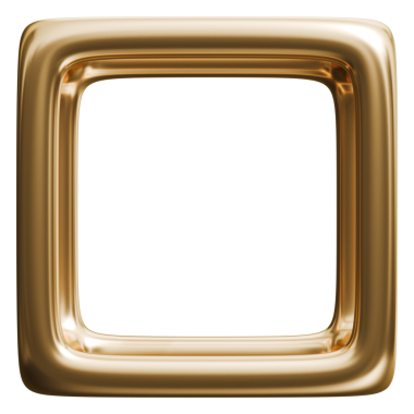 Yuvarlak kare çerçeve altın kenar ve altın metalik parlak 3d oyuk şekil, 3D illüstrasyon