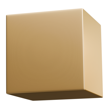 Küp altın blok ve altın metalik 3D kare kutu, 3D illüstrasyon