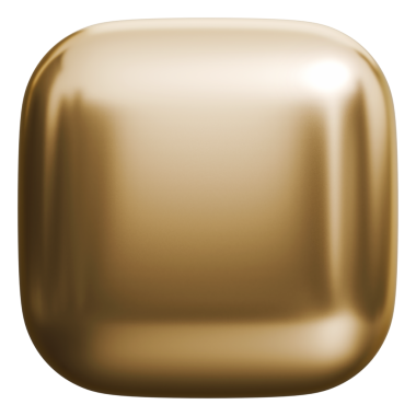 Yumuşak kare altın blok ön görünüm ve altın metalik 3D şişirilmiş boş düğme, 3d illüstrasyon