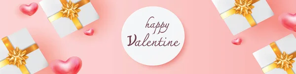 Valentines Φόντο Και Αγάπη Καρδιά Δώρο Ροζ Κόκκινο Κάλυμμα Για — Διανυσματικό Αρχείο