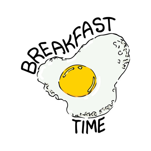 Fried egg illustration with lettering on white background
