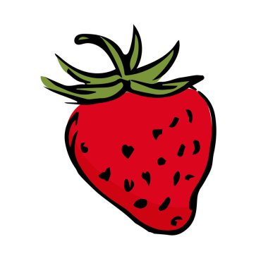 Beyaz arkaplanda el çizimi stawberry çizimi izole edilmiş.