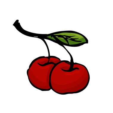 Beyaz arkaplanda el çizimi kiraz illüstrasyonuName.